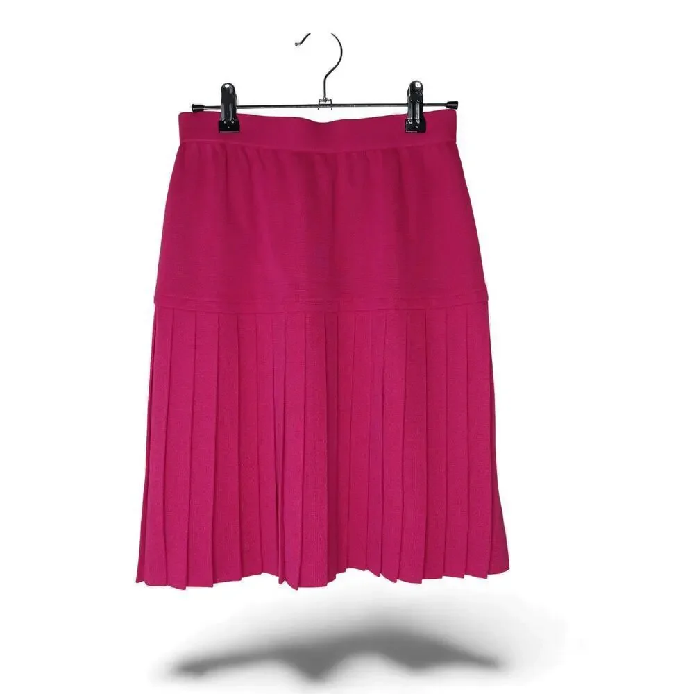 Authentic Yves Saint Laurent Pink Pleated Wool Blend Skirt Lined SZ 4-6